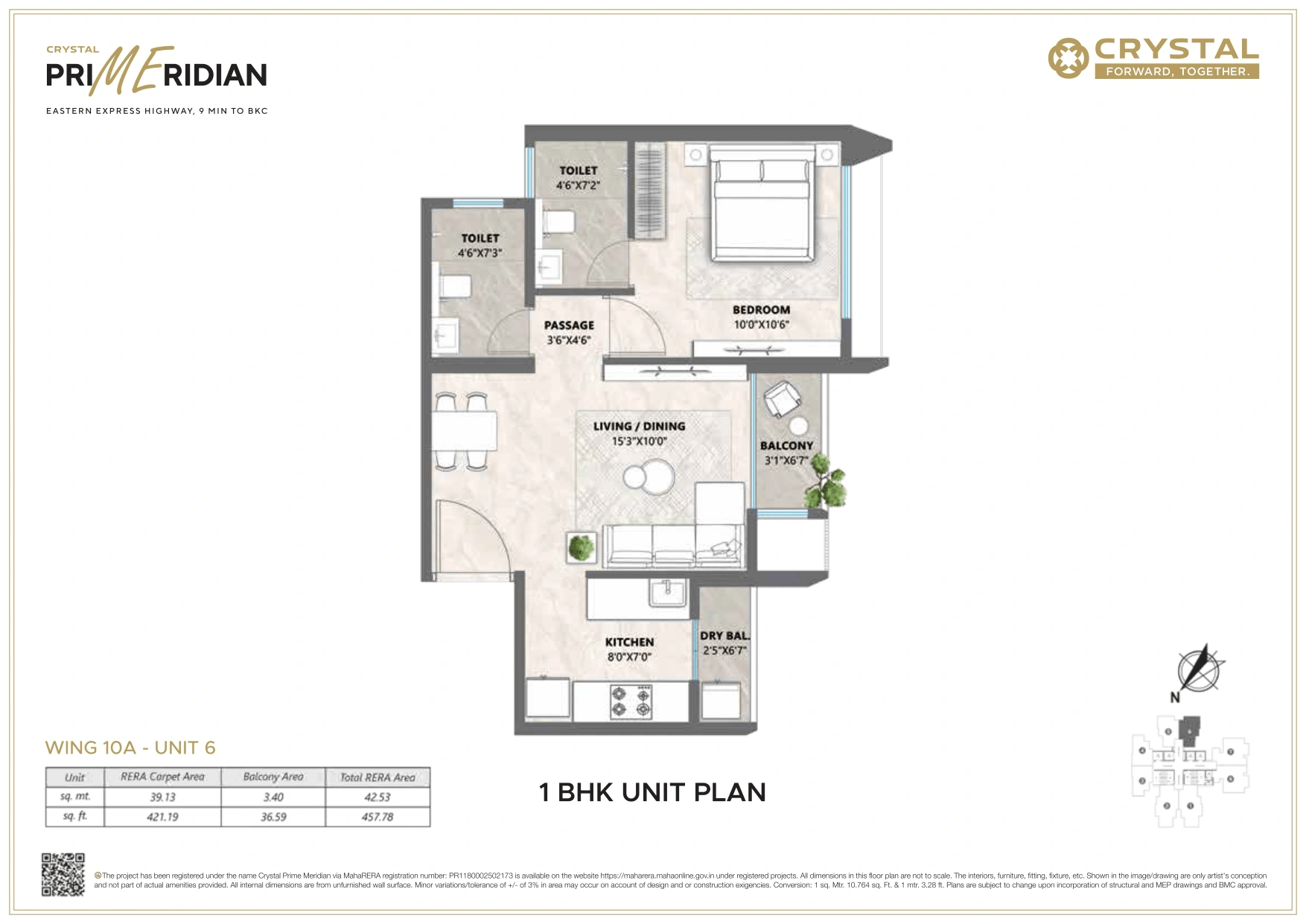 Crystal Prime Meridian Unit plan - 458 sq.ft.