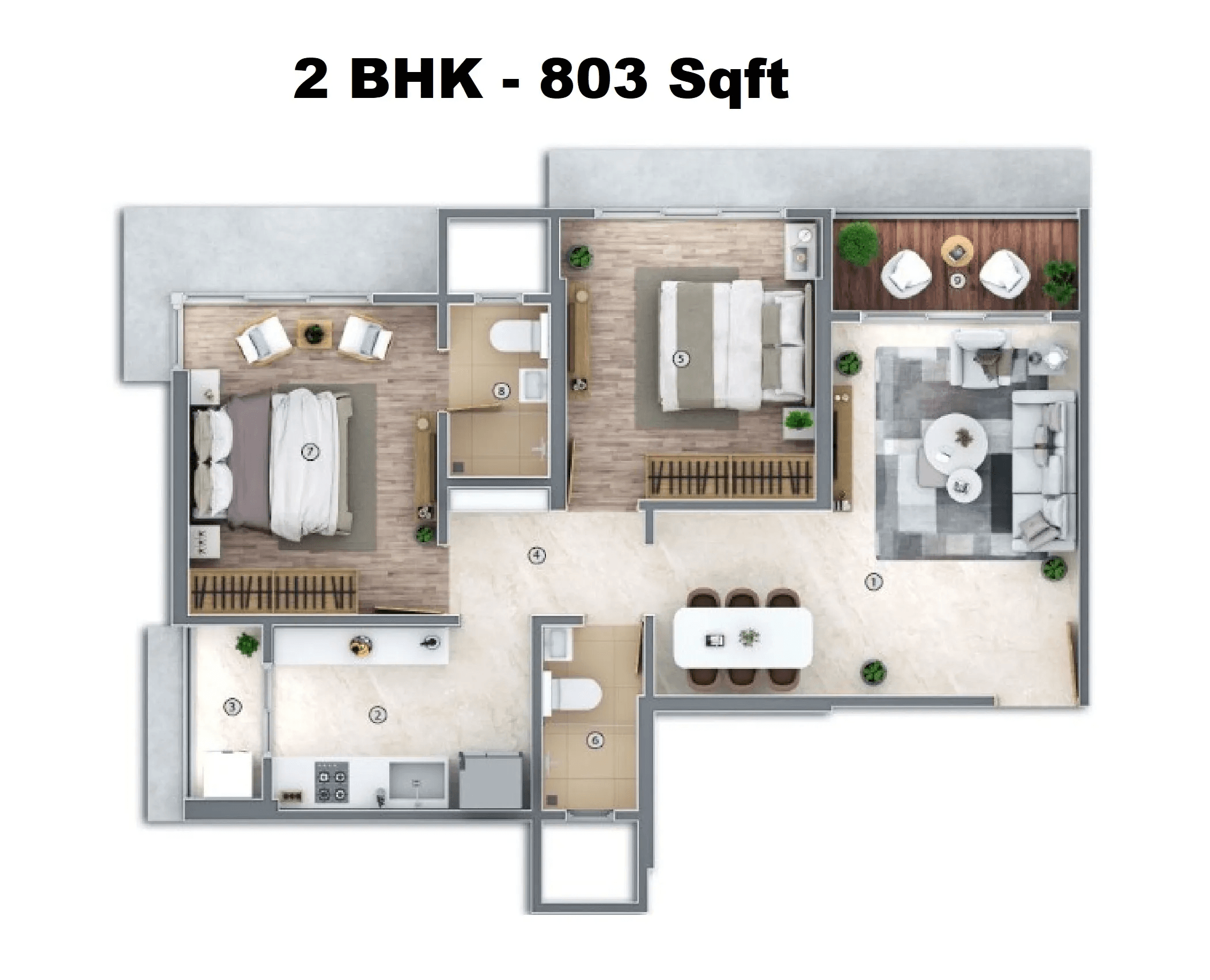 Unit plan - 803 sq.ft.