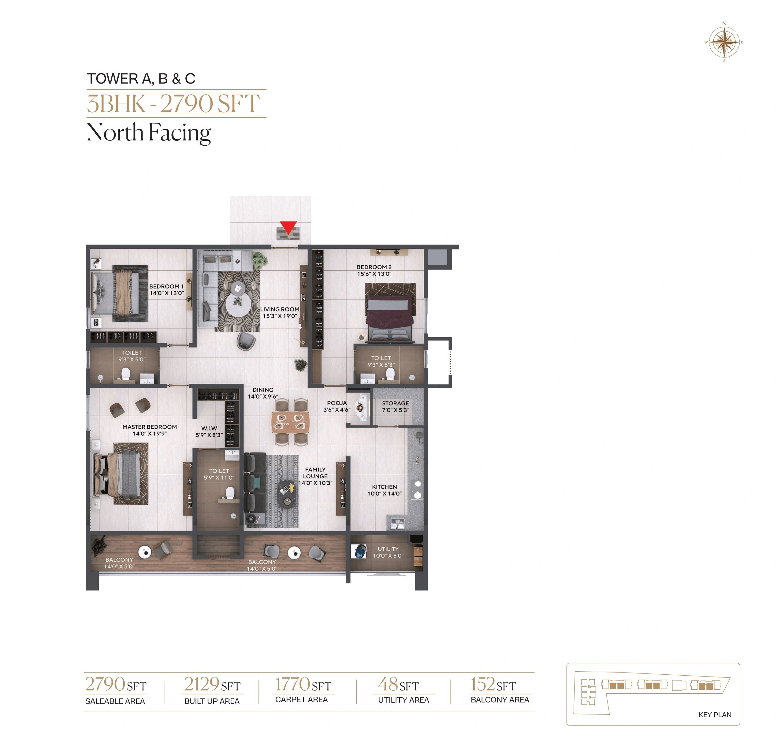 Sonthalia Ecorise by Sreenivasa Unit plan - 1770 sq.ft.