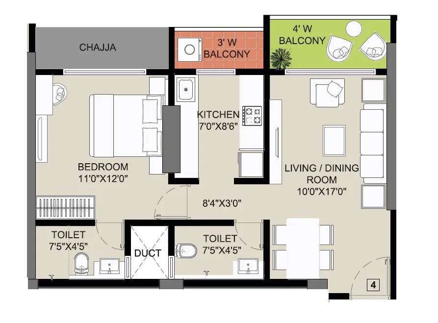 Unit plan - 559 sq.ft.
