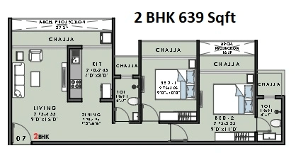 Bhaveshwar Phoenix Unit plan - 639 sq.ft.