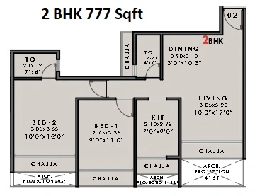 Bhaveshwar Phoenix Unit plan - 777 sq.ft.