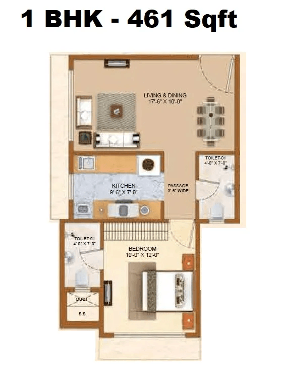 Unit plan - 461 sq.ft.
