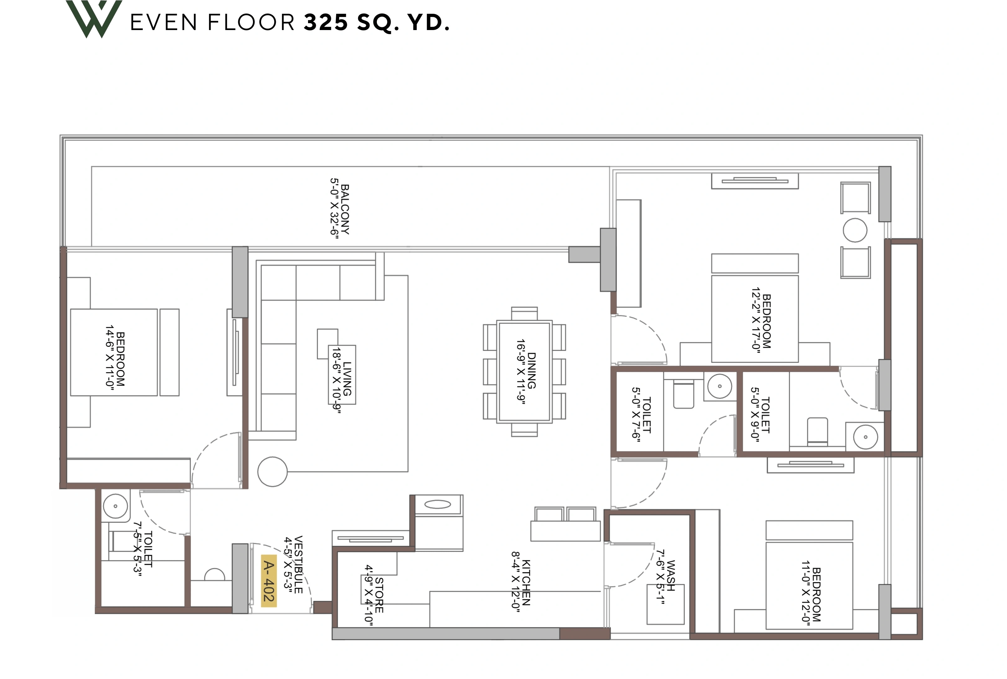 Seventh Westpark Unit plan - 1521 sq.ft.