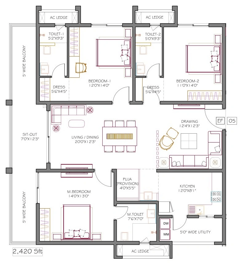 DSR CIEL Unit plan - 1694 sq.ft.