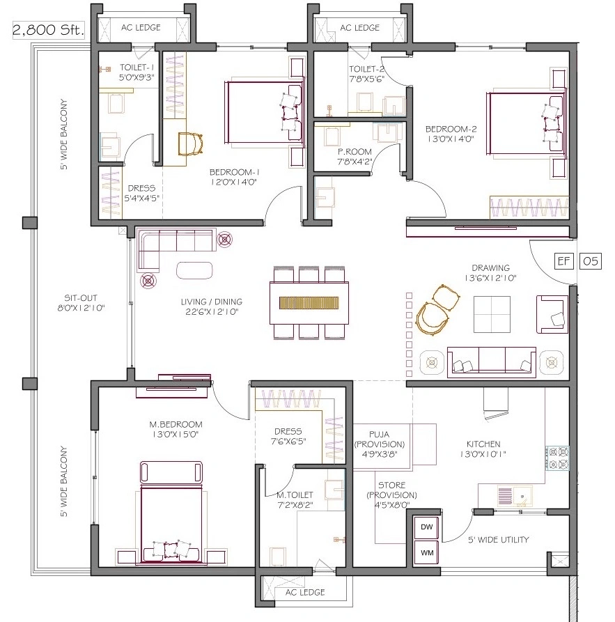 DSR CIEL Unit plan - 1960 sq.ft.