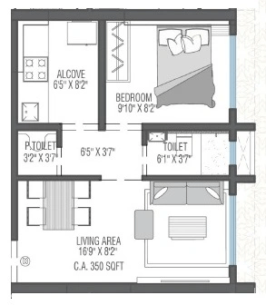 Pearl Grace Unit plan - 350 sq.ft.