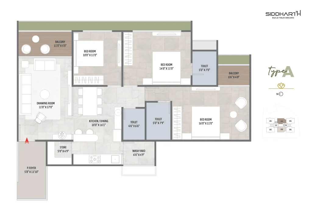 Unit plan - 1188 sq.ft.