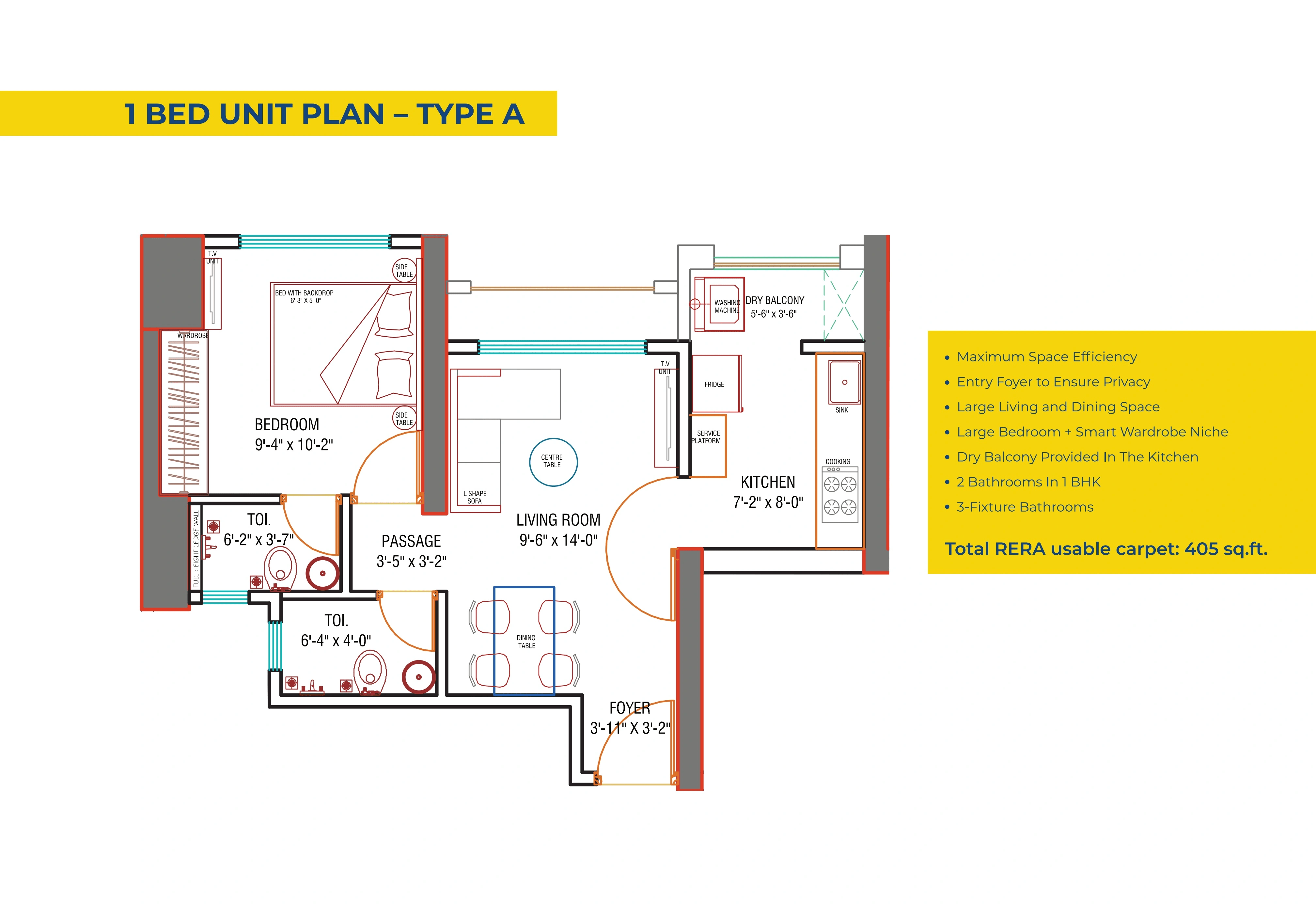 Unit plan - 405 sq.ft.