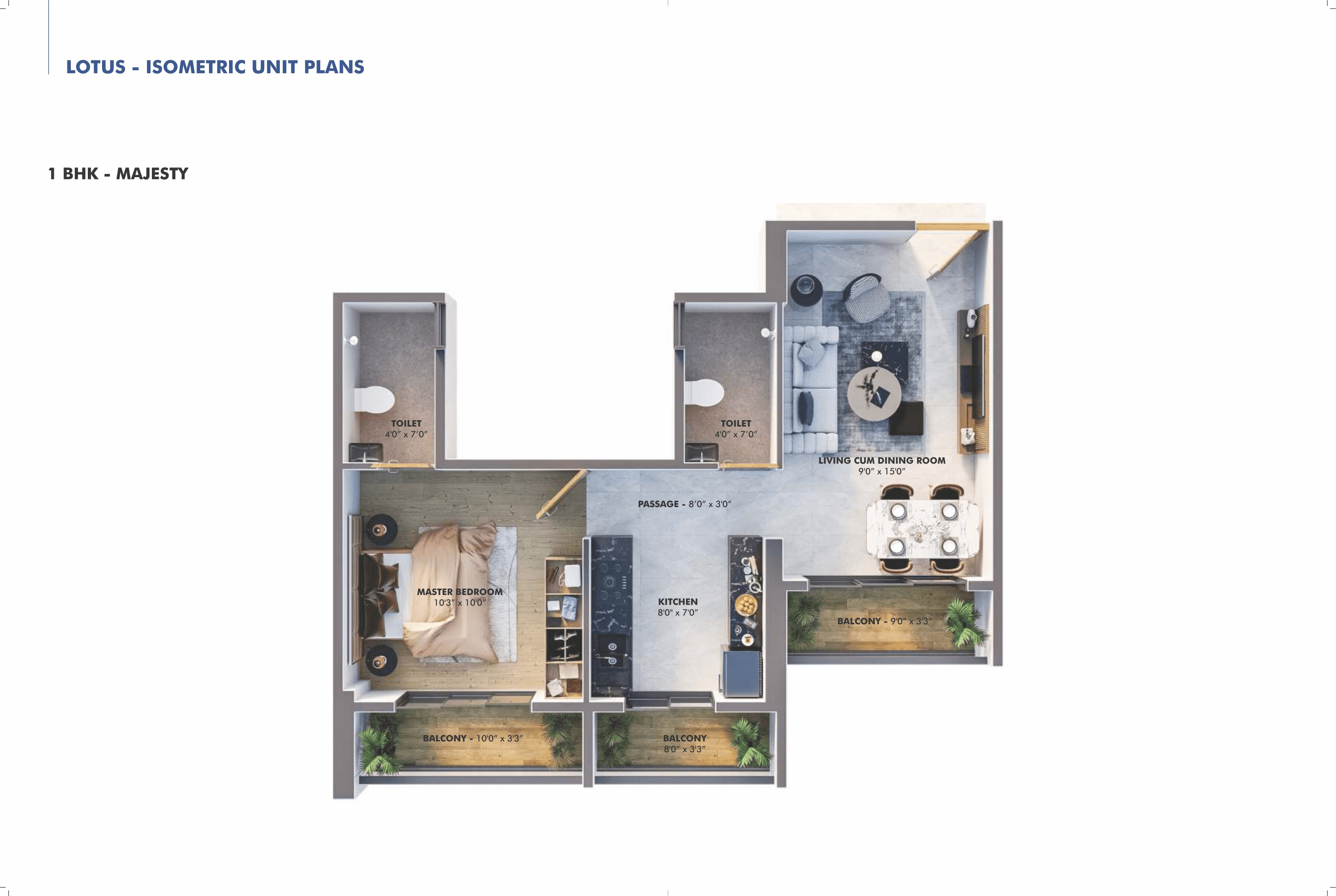 Anant Serene Park Unit plan - 494 sq.ft.