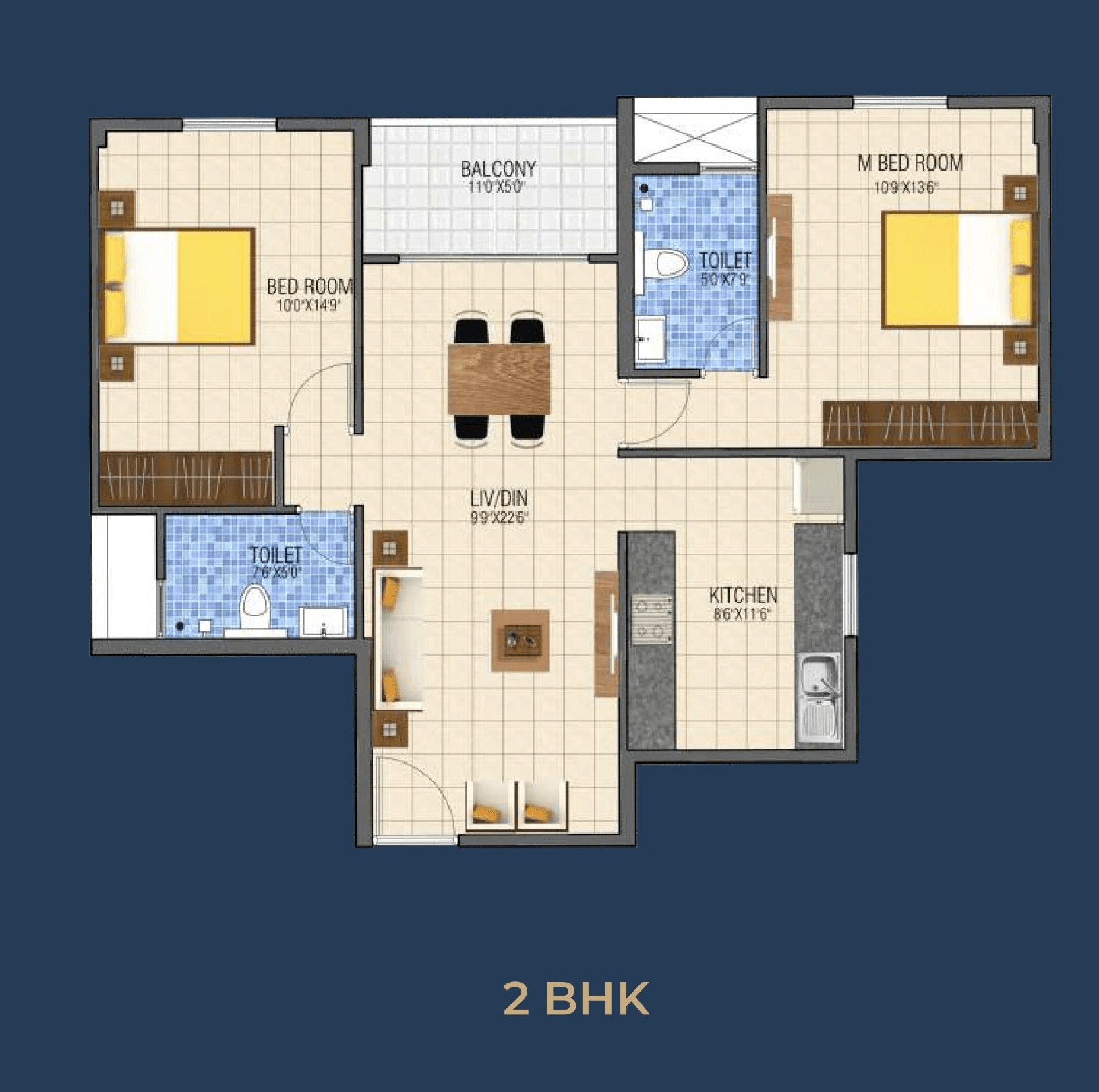 GRC Shreekrish Unit plan - 733 sq.ft.