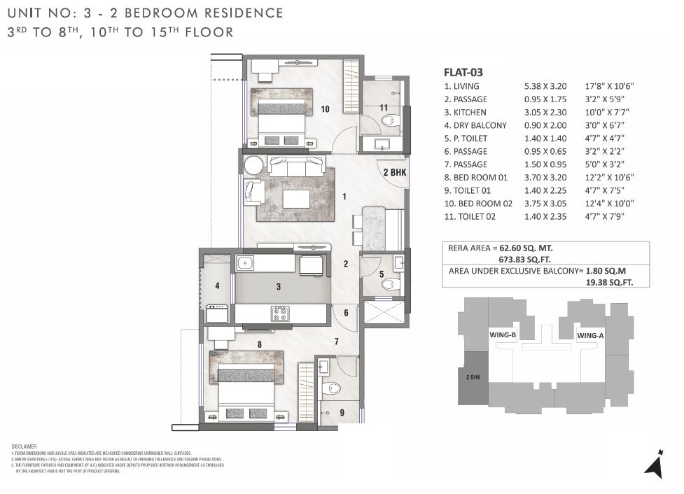 Rustomjee Stella Unit plan - 693 sq.ft.
