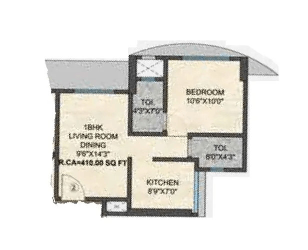 Rishabraj Opulence Unit plan - 410 sq.ft.