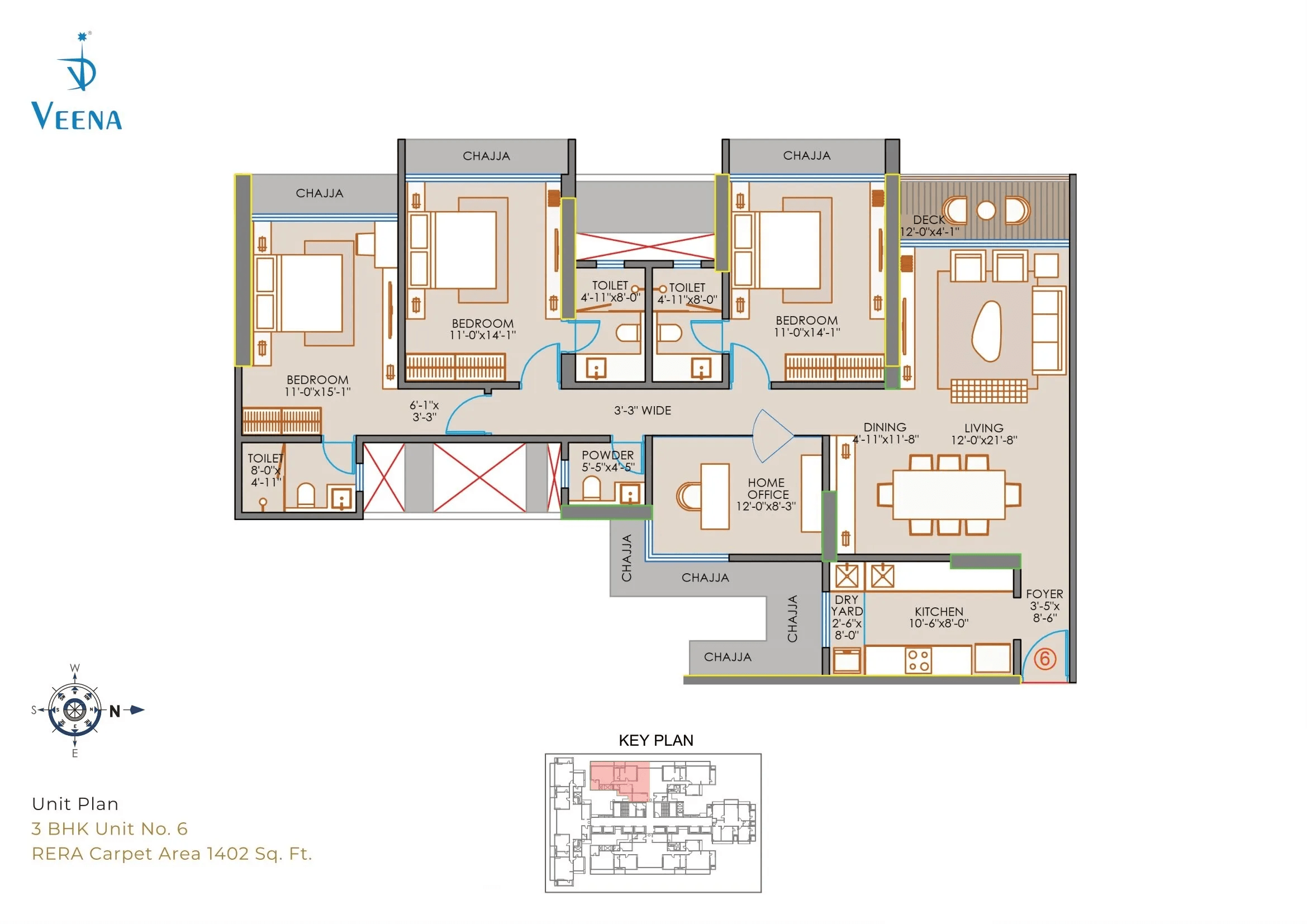 Unit plan - 1402 sq.ft.