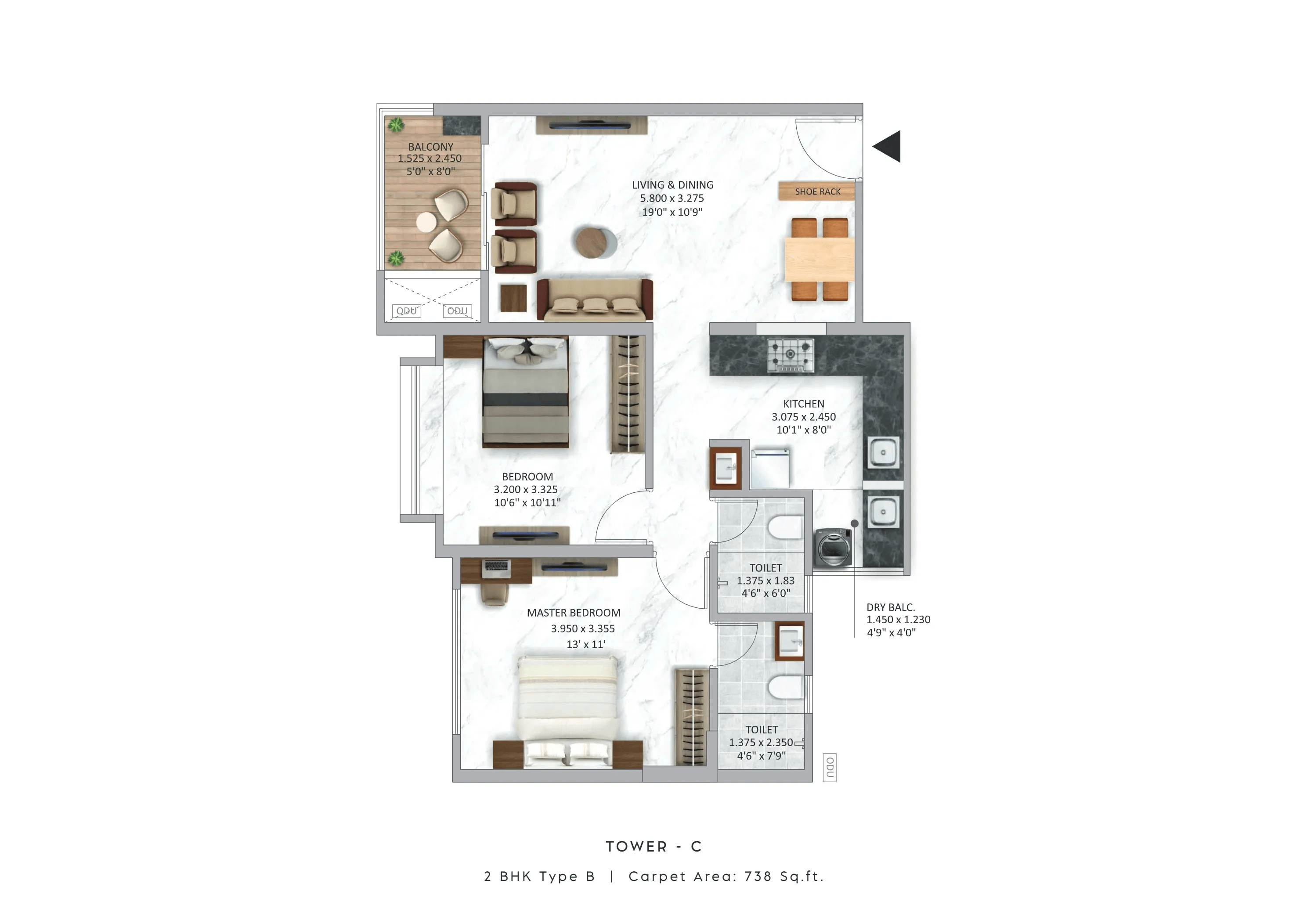 Unit plan - 738 sq.ft.