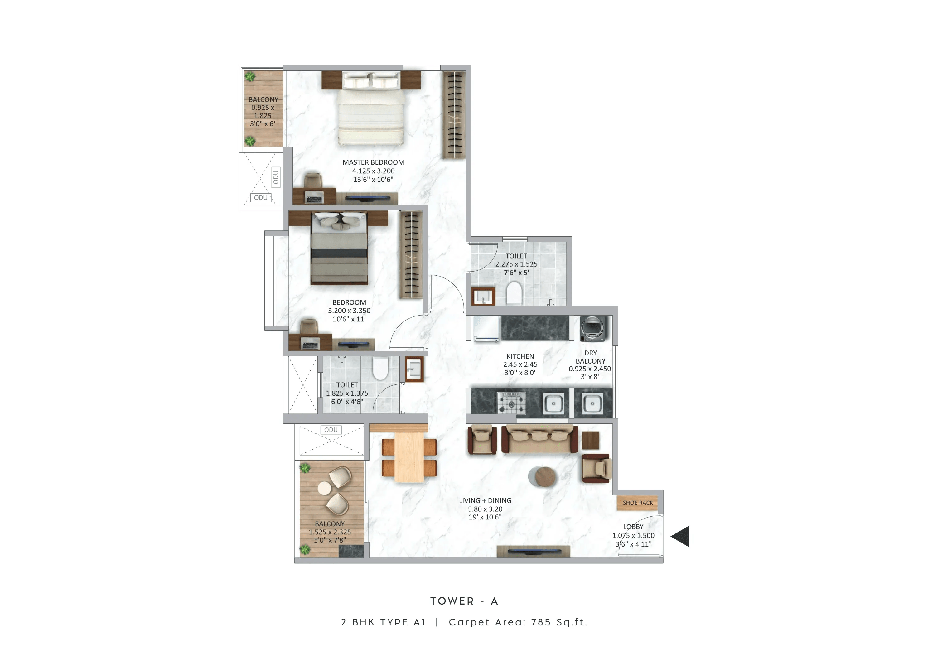 Krisala 41 Aventis Unit plan - 785 sq.ft.