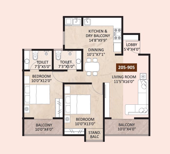 Shreeram Euphoria Unit plan - 846 sq.ft.