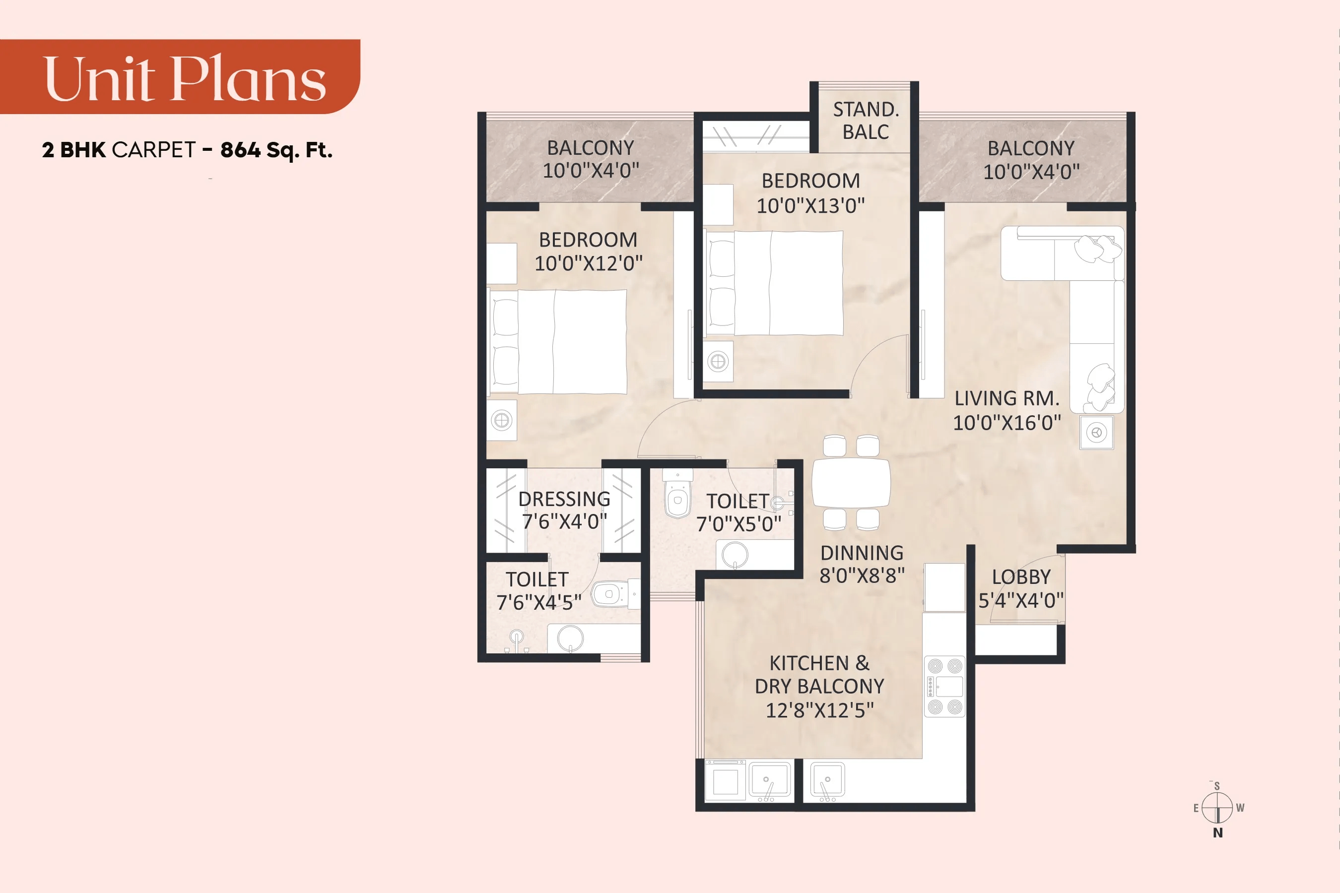 Shreeram Euphoria Unit plan - 864 sq.ft.