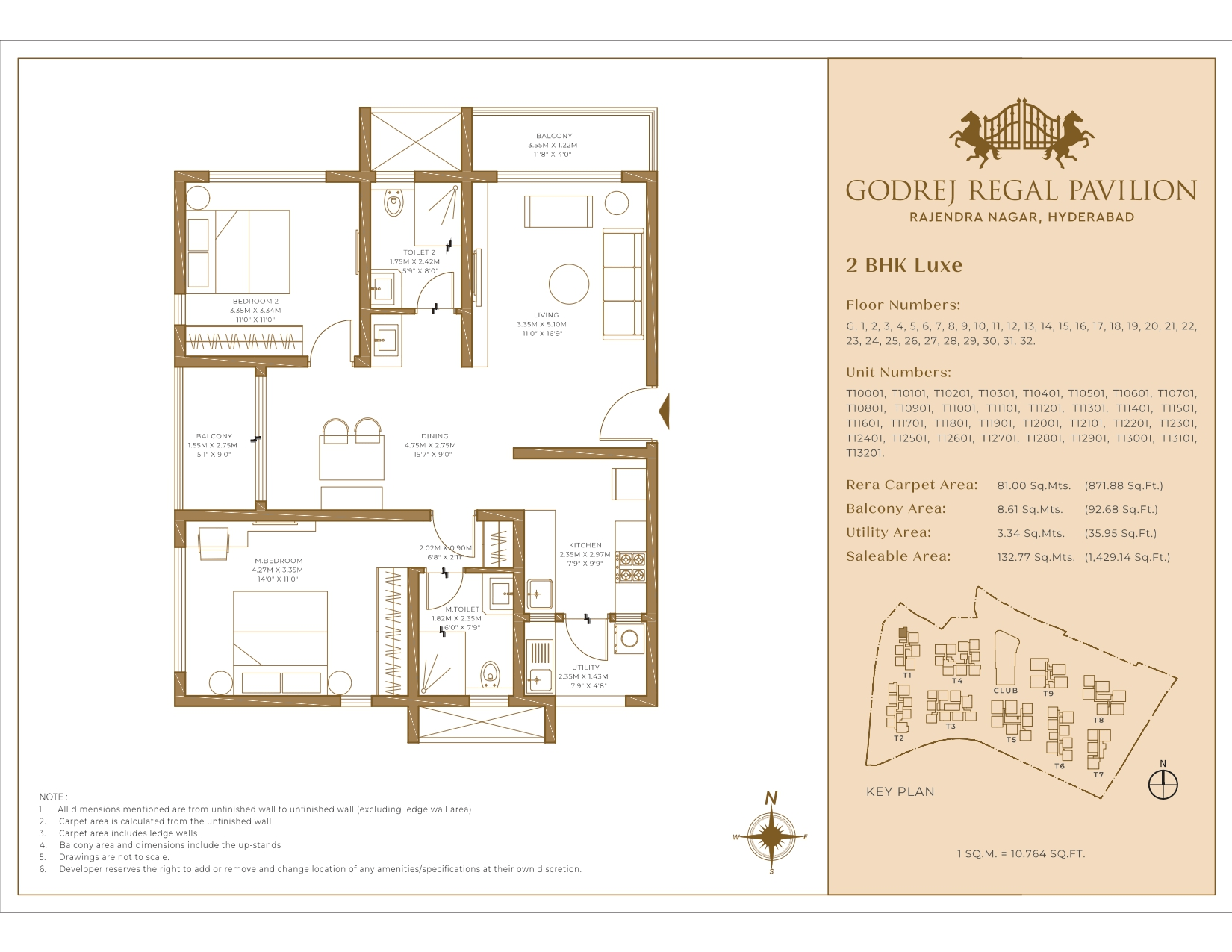 Godrej Regal Pavilion Unit plan - 1029 sq.ft.