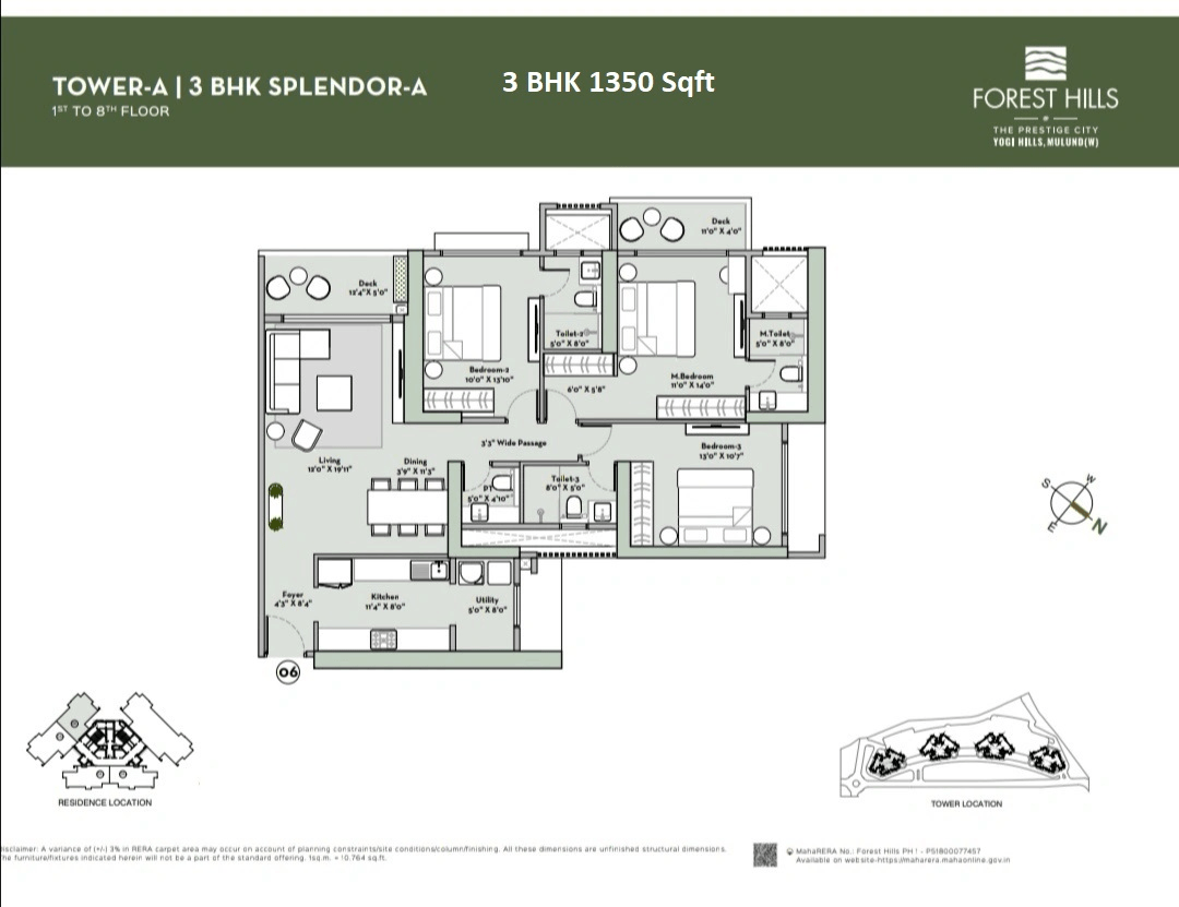 The Prestige City Forest Hill Unit plan - 1350 sq.ft.