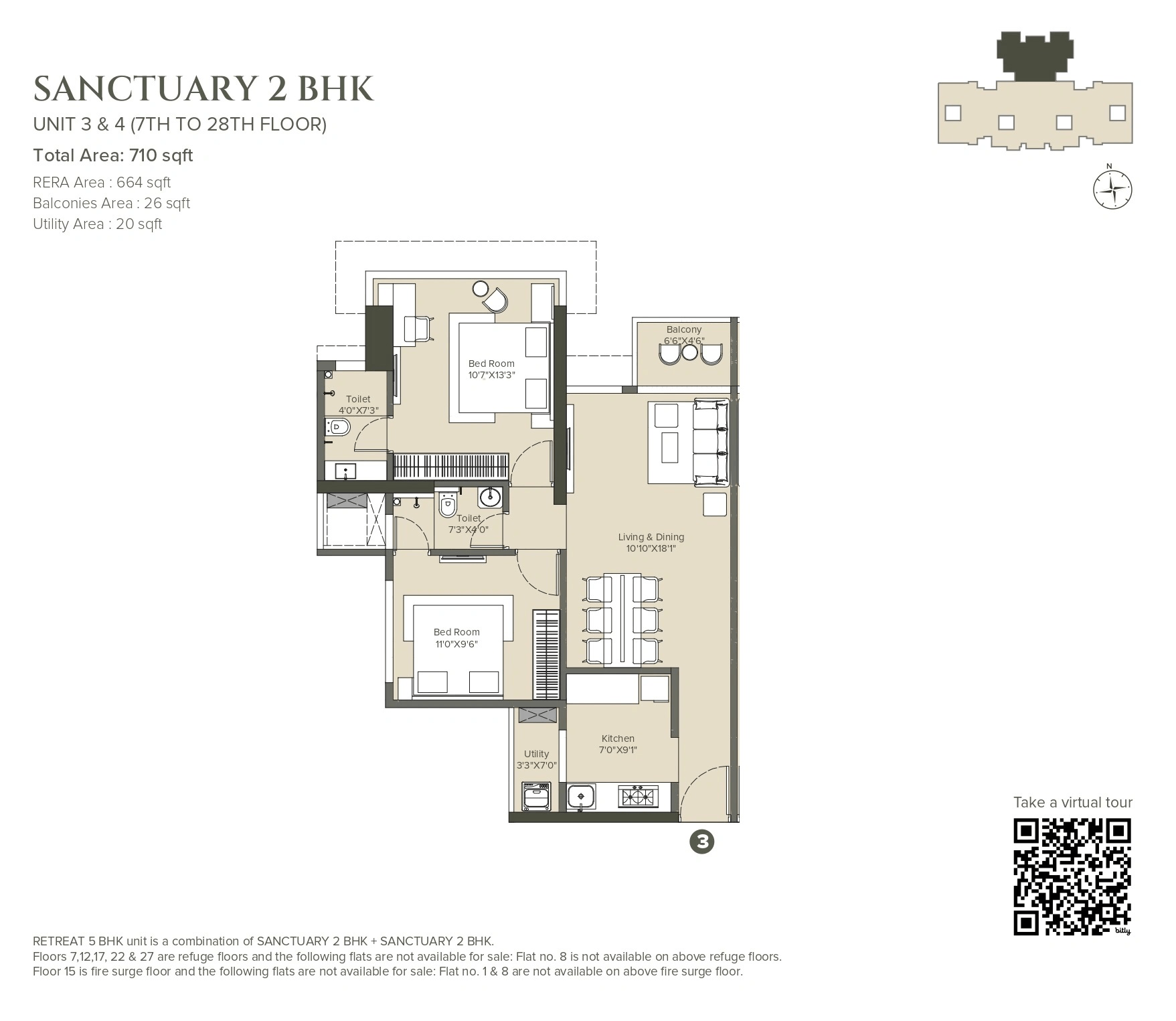 Marathon Nexzone Unit plan - 710 sq.ft.