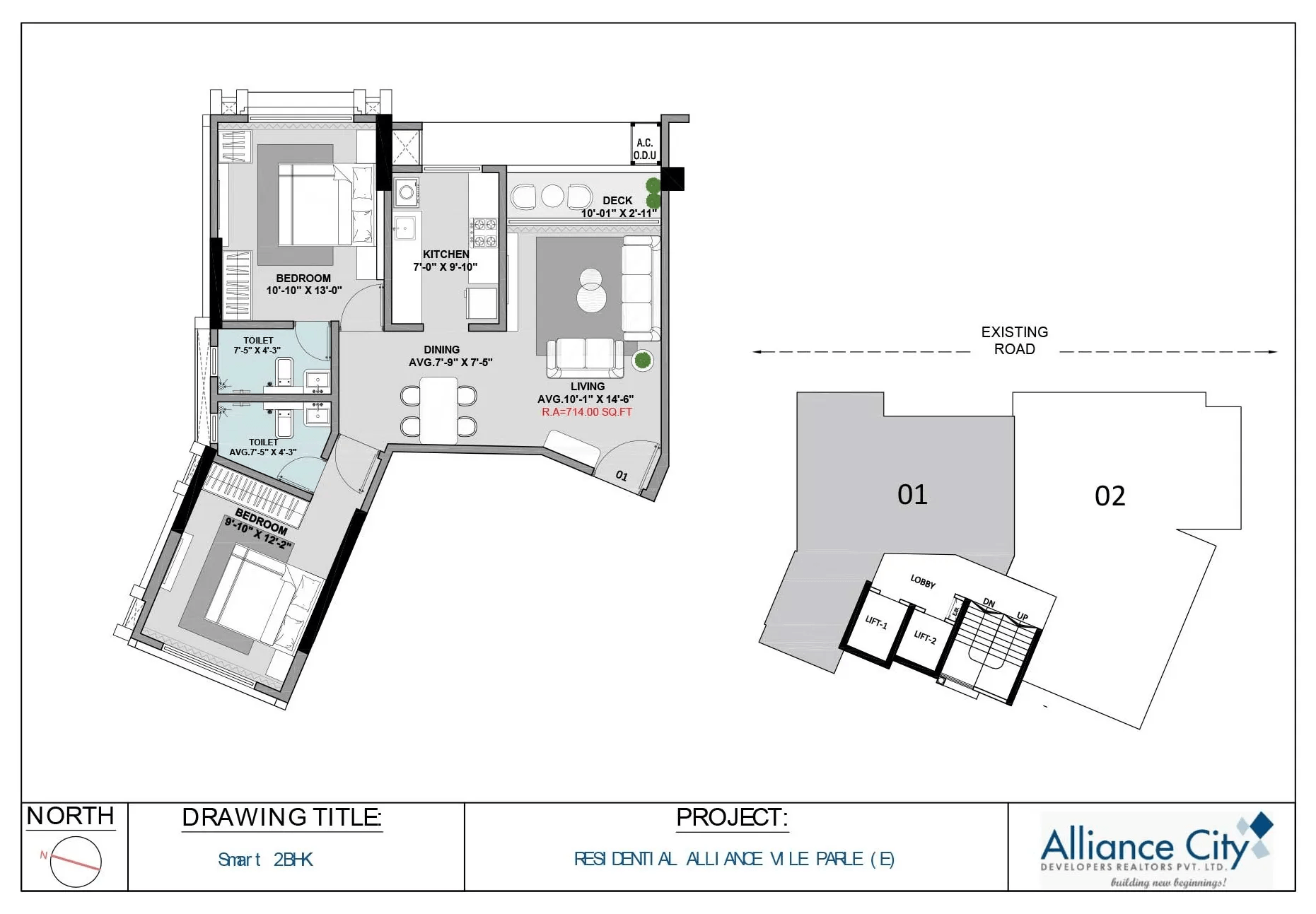 Alliance 22 House Unit plan - 714 sq.ft.