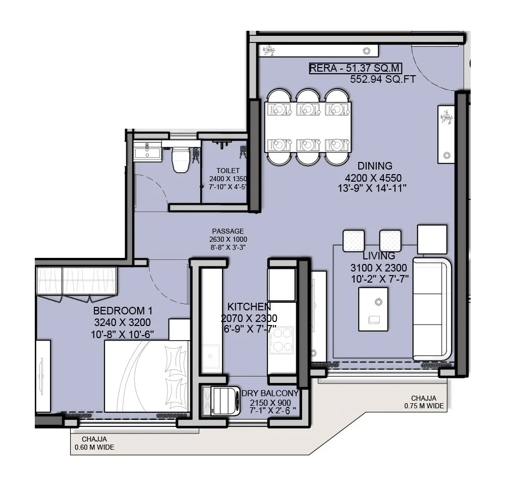 Unit plan - 553 sq.ft.