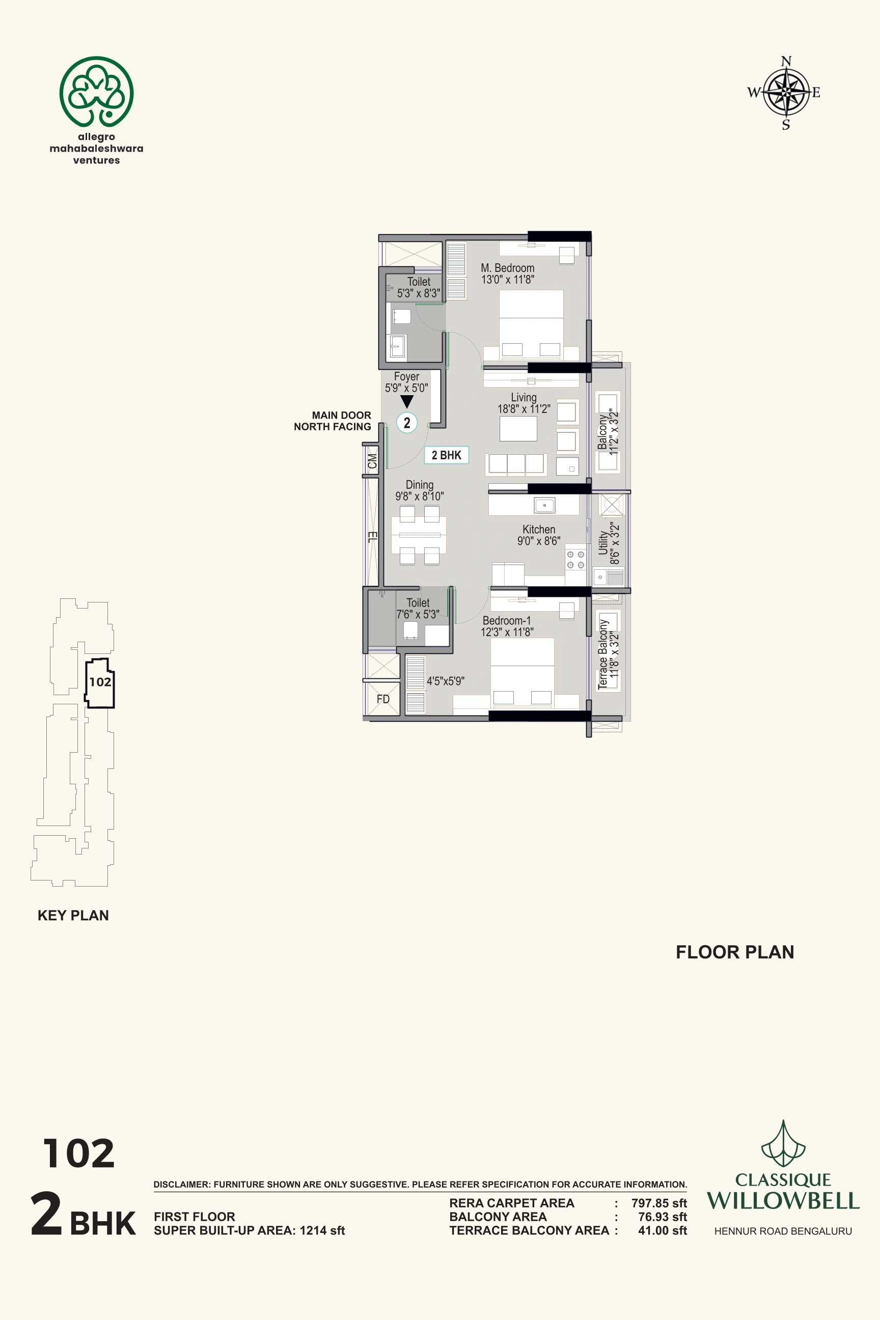 Classique Willowbell Unit plan - 797 sq.ft.
