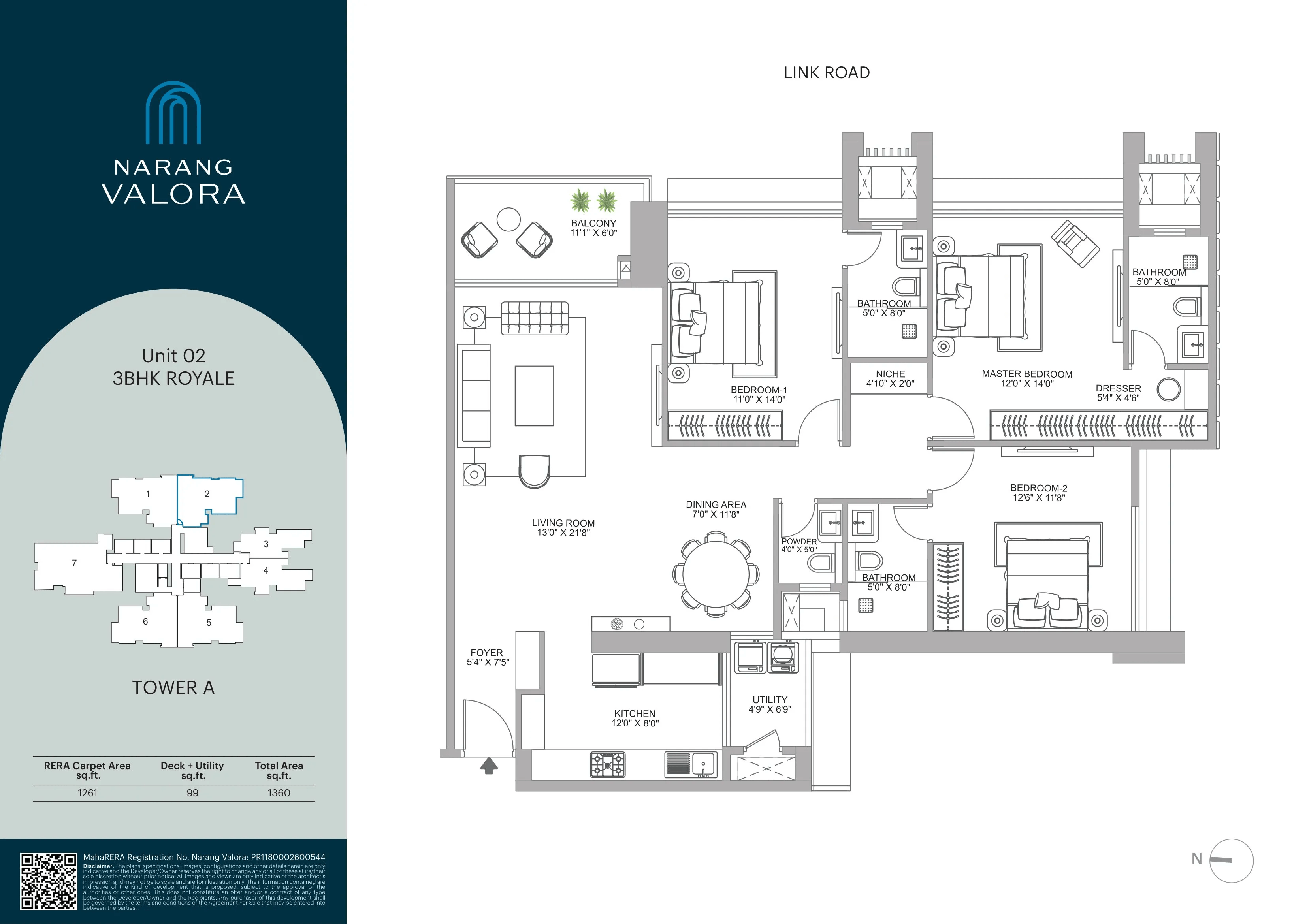Narang Valora Unit plan - 1360 sq.ft.