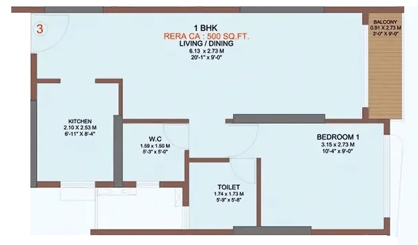 Unit plan - 500 sq.ft.