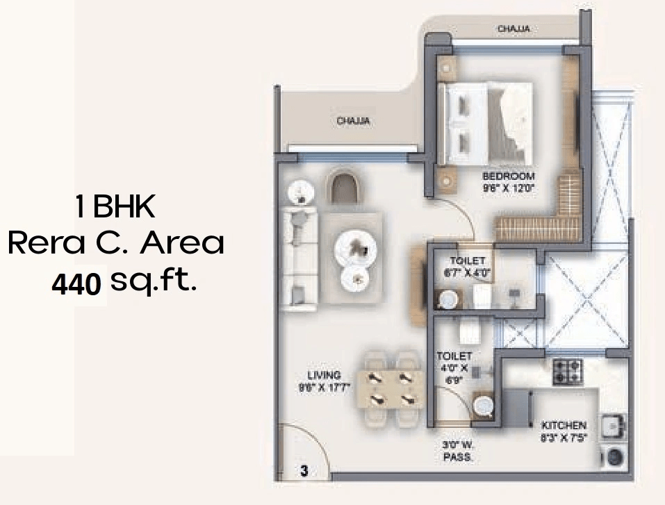 Presidence Marina Unit plan - 440 sq.ft.