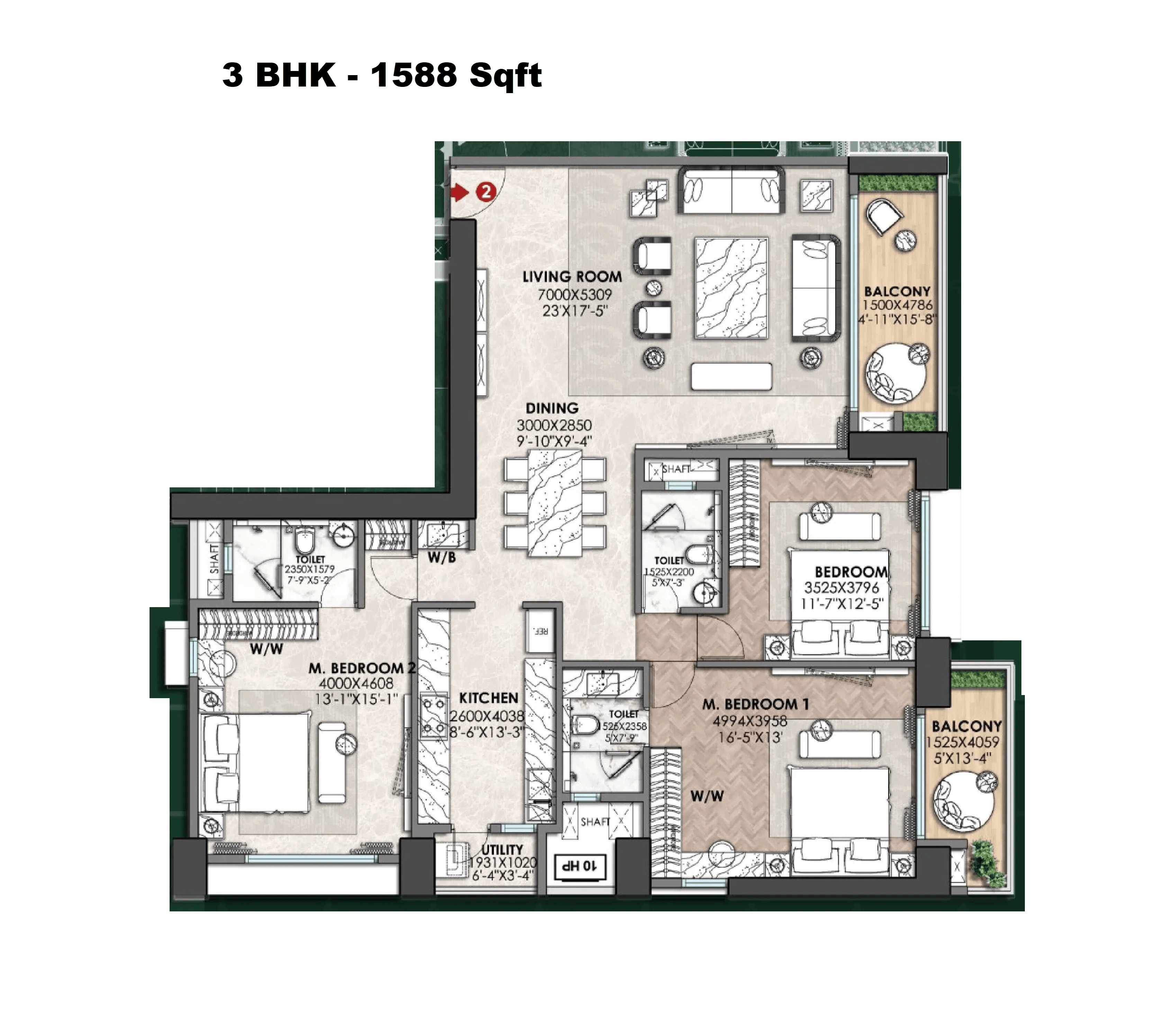 IM The Crimson Unit plan - 1588 sq.ft.