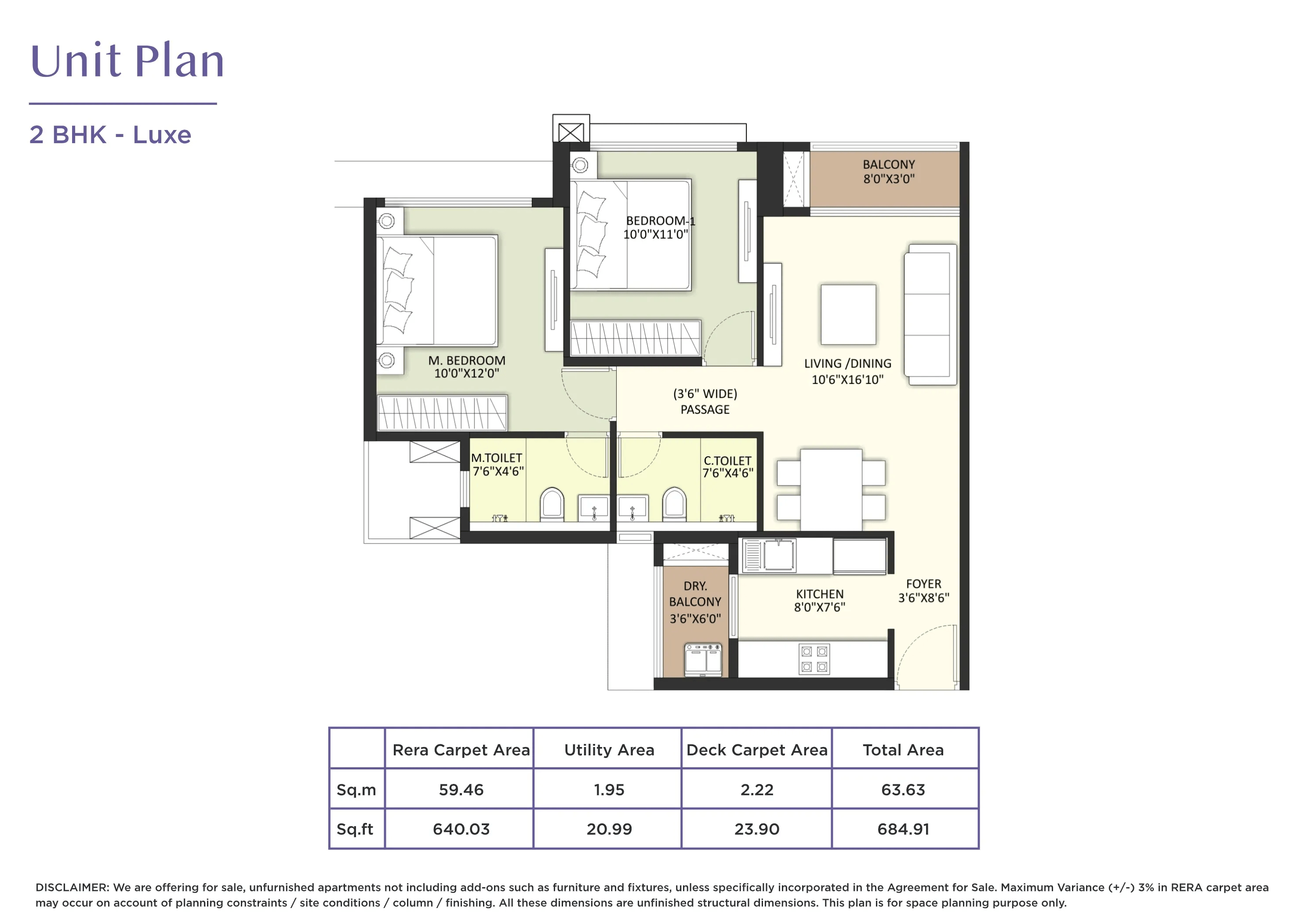 Unit plan - 685 sq.ft.