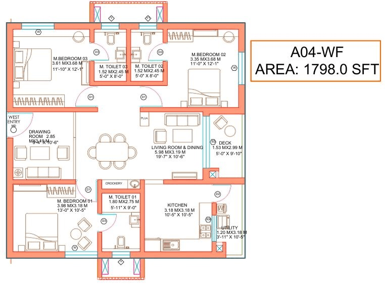 Linq by Raghava Unit plan - 1258 sq.ft.