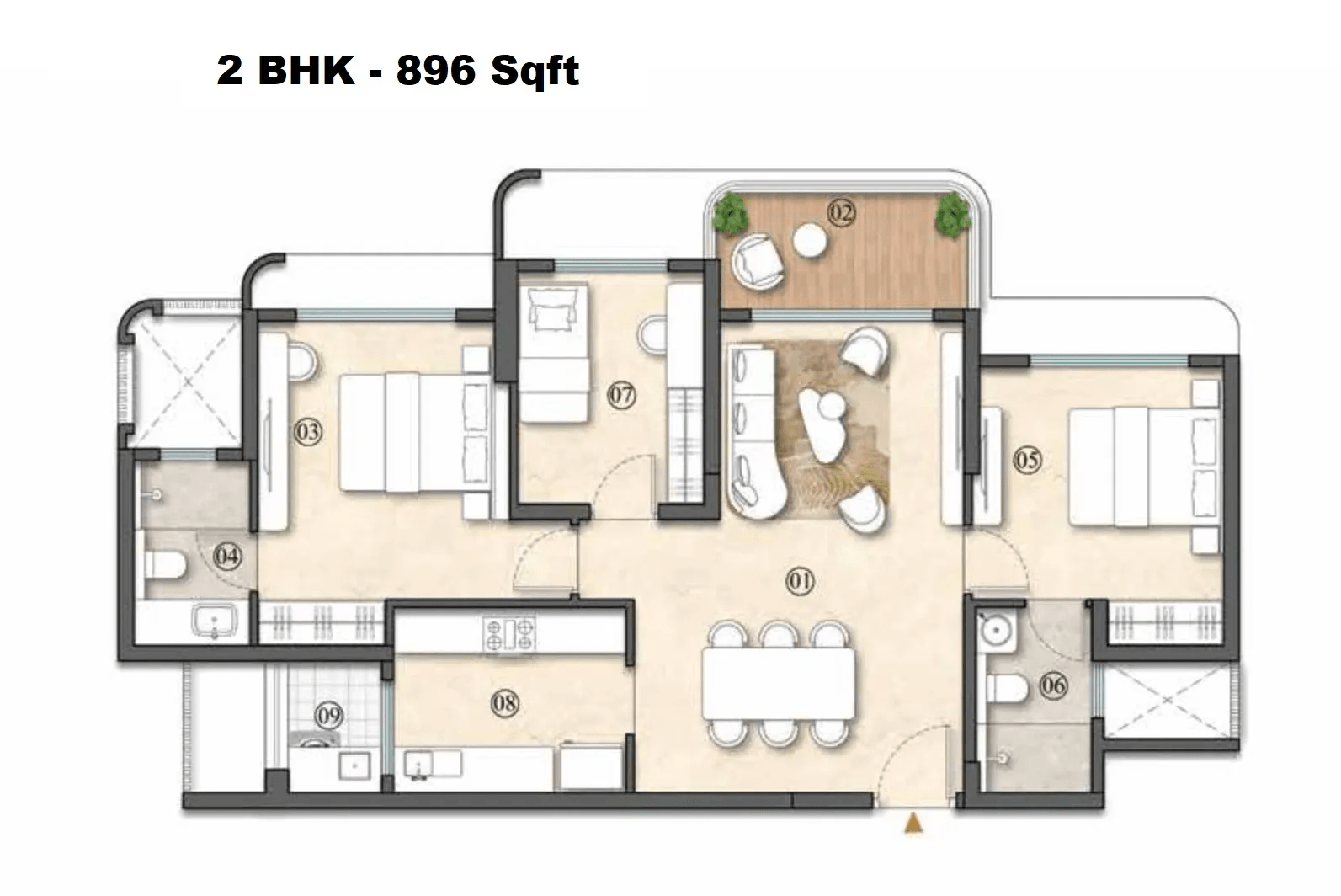 Unit plan - 896 sq.ft.