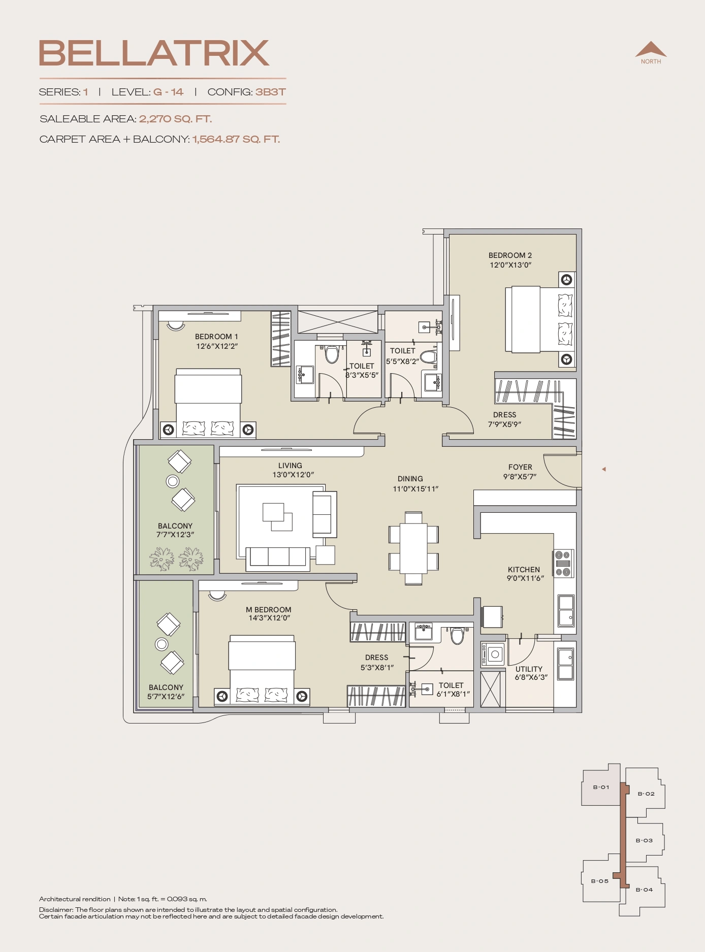 Century Jakkur Unit plan - 1564 sq.ft.