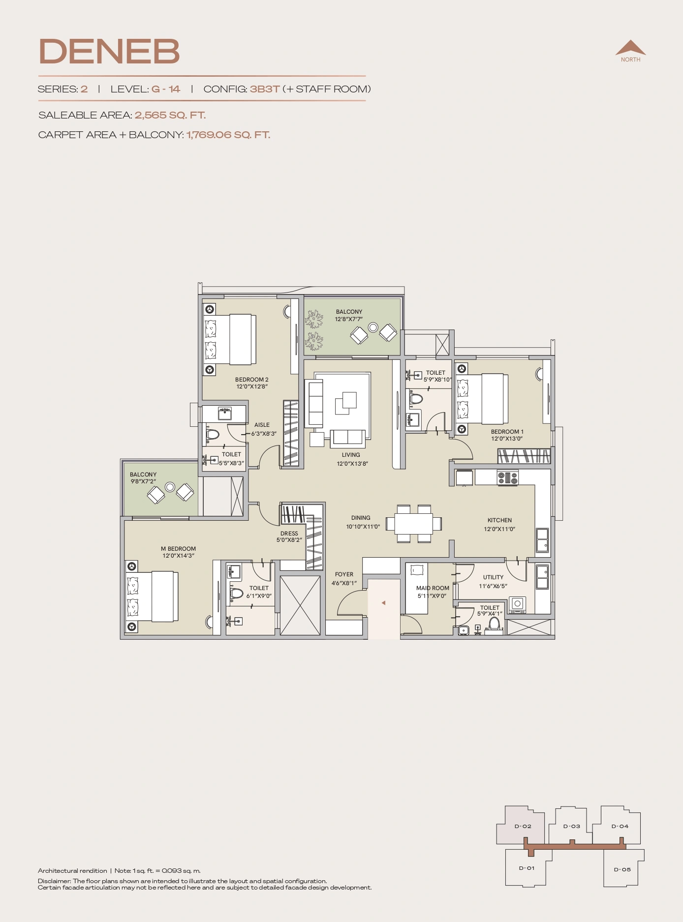 Century Jakkur Unit plan - 1769 sq.ft.