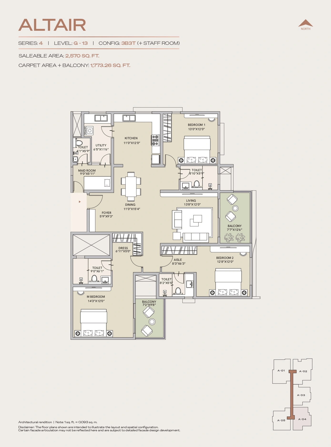 Century Jakkur Unit plan - 1773 sq.ft.