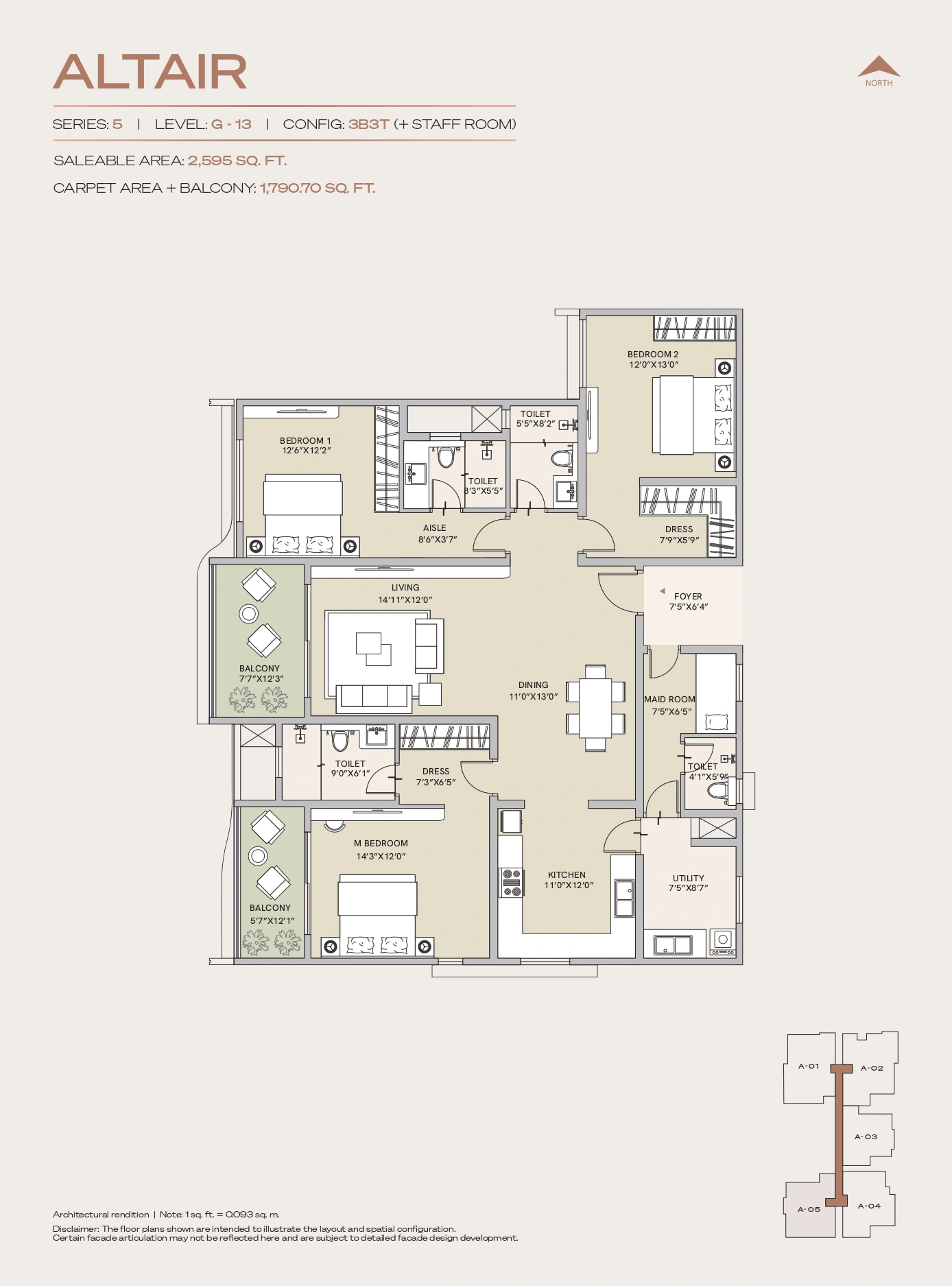 Century Jakkur Unit plan - 1790 sq.ft.