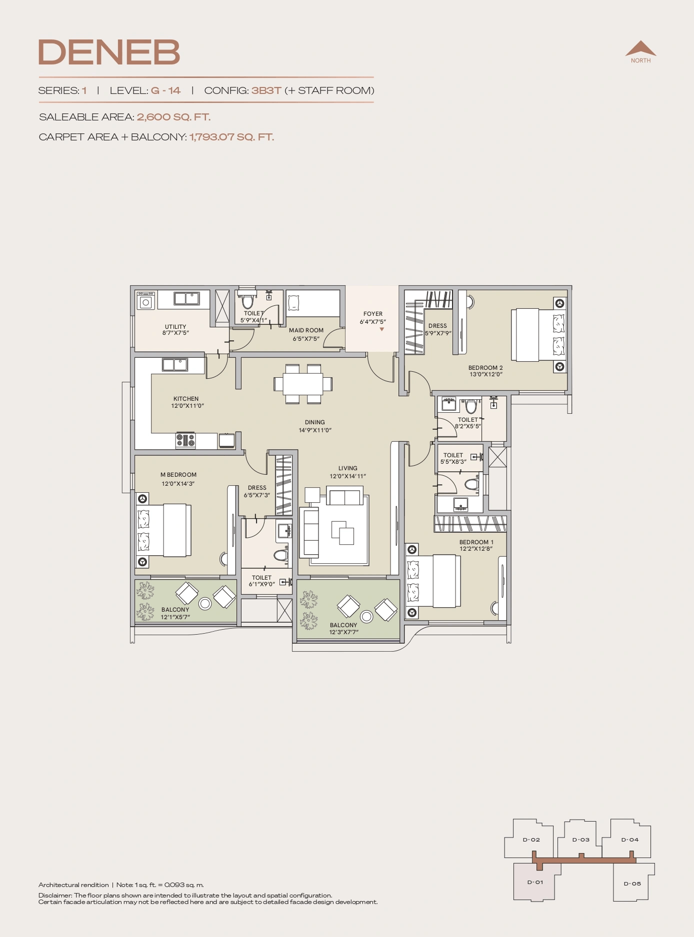 Century Jakkur Unit plan - 1793 sq.ft.
