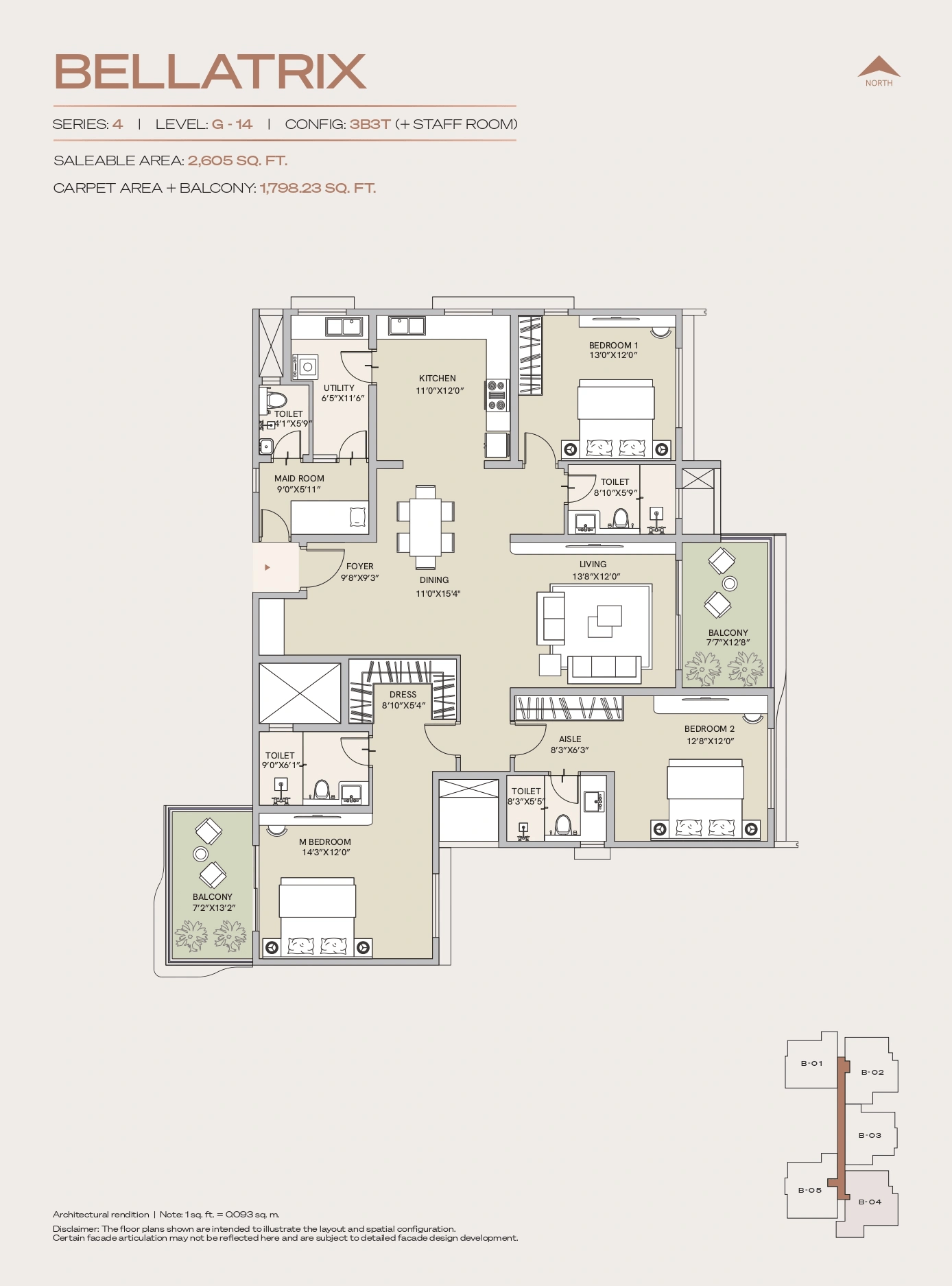 Century Jakkur Unit plan - 1798 sq.ft.