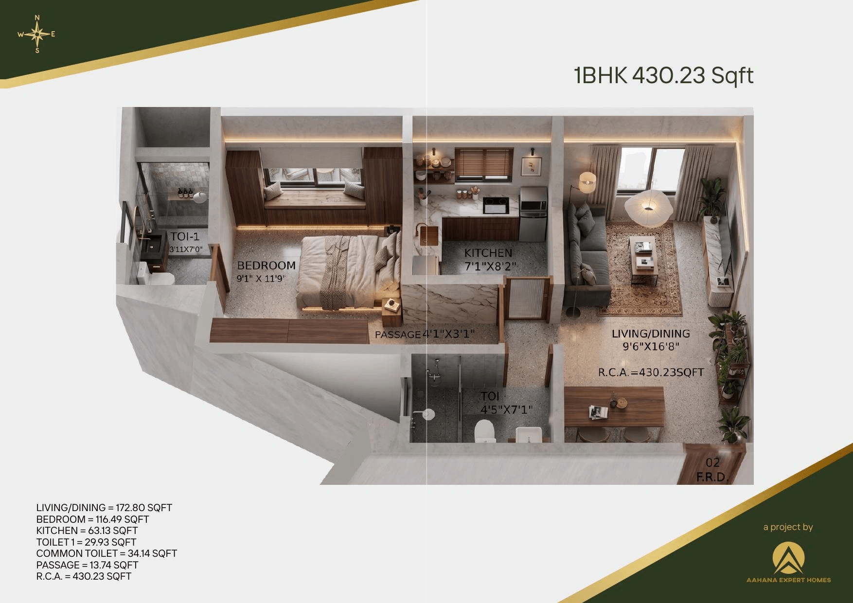 Unit plan - 430 sq.ft.