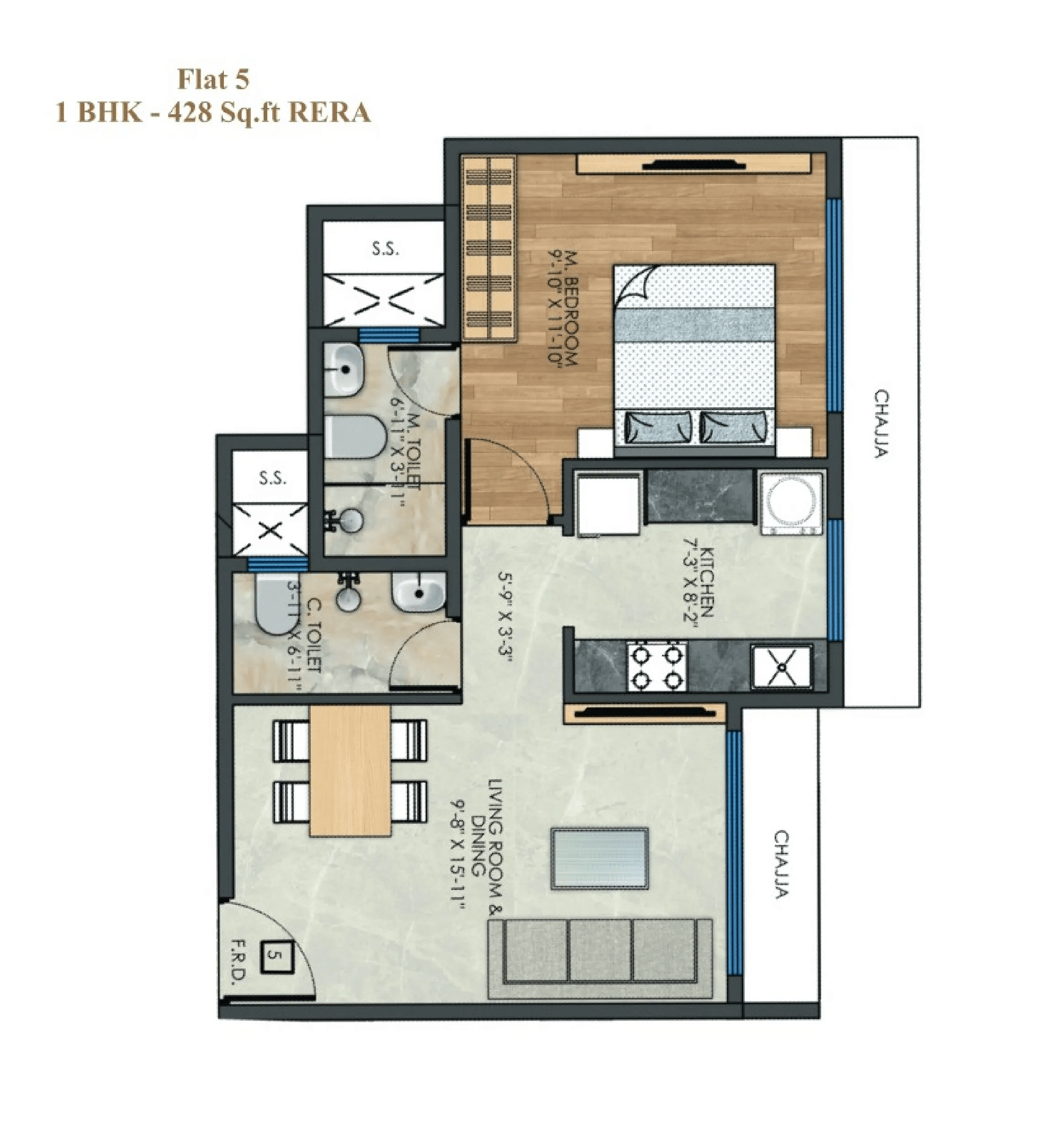 Unit plan - 428 sq.ft.