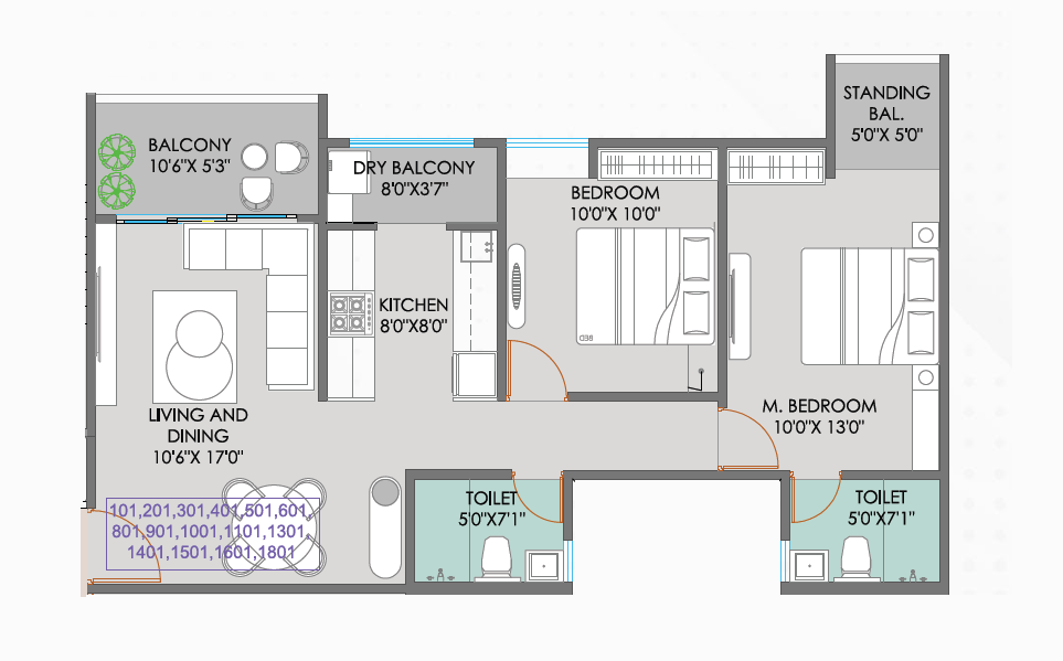 Rajveer Garima Unit plan - 790 sq.ft.