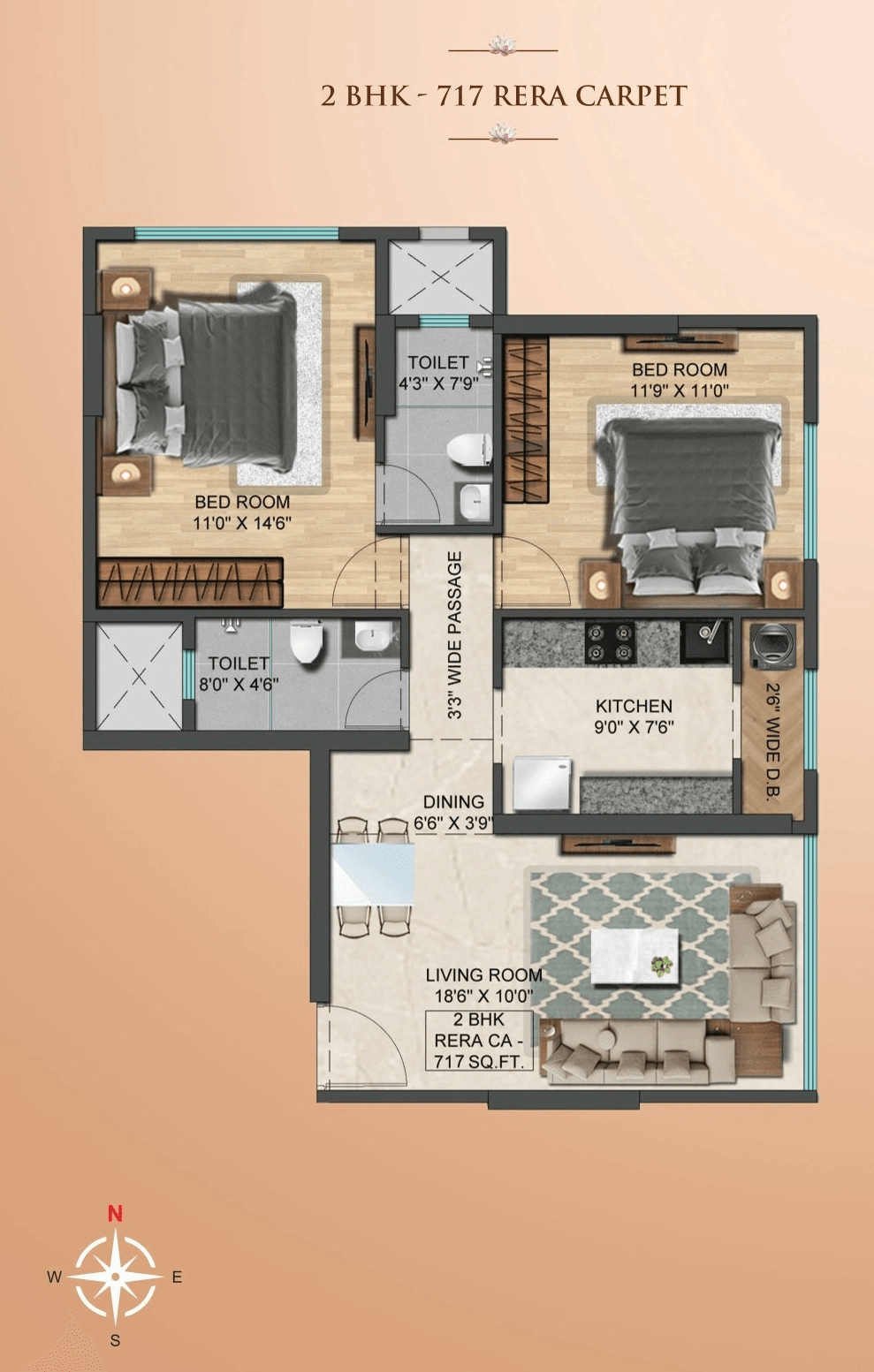 Unit plan - 717 sq.ft.