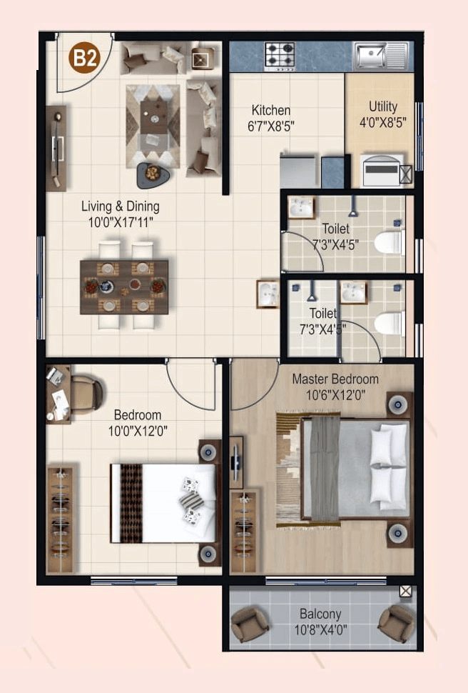 Sanjeevini Aarna Unit plan - 630 sq.ft.