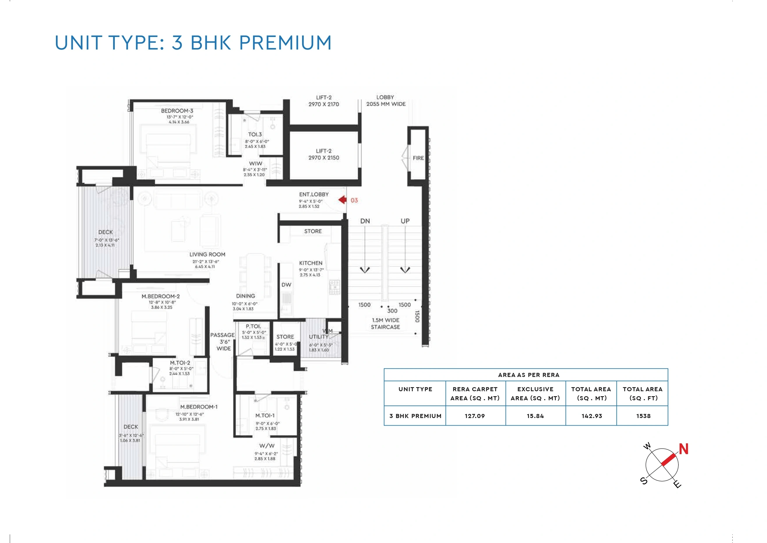 Unit plan - 1538 sq.ft.
