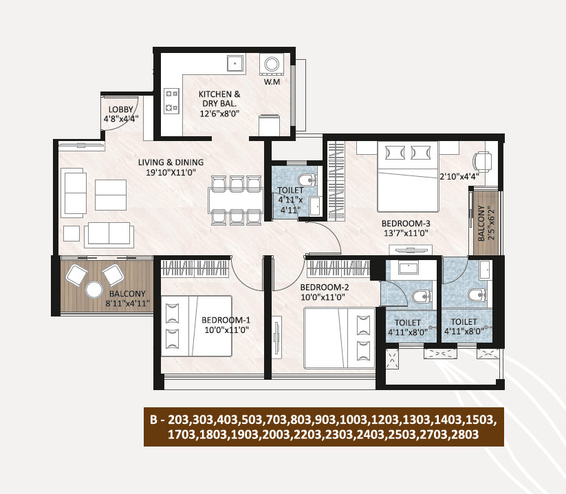RGS Forte Aspire Unit plan - 963 sq.ft.