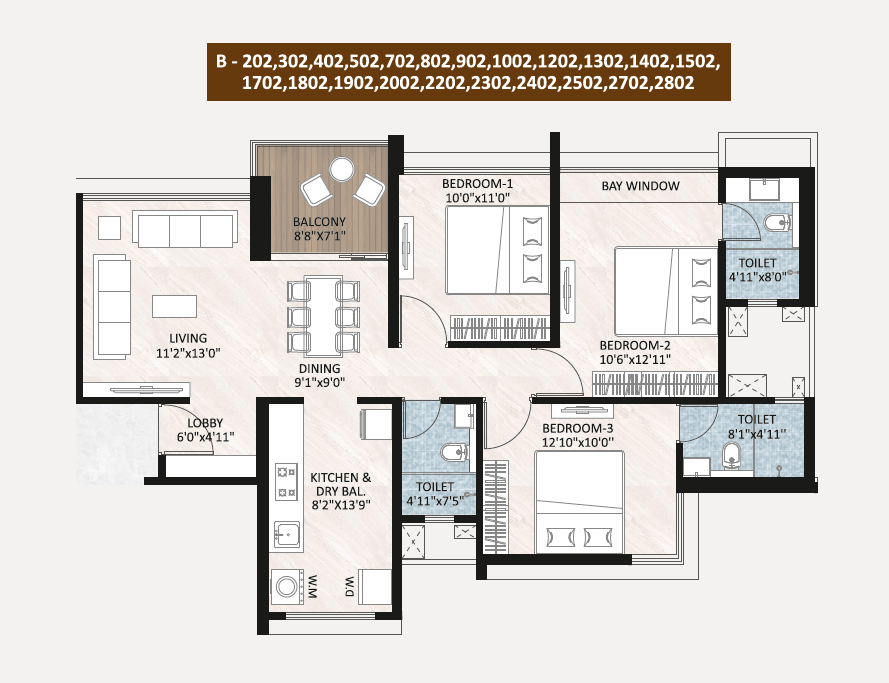 RGS Forte Aspire Unit plan - 1012 sq.ft.