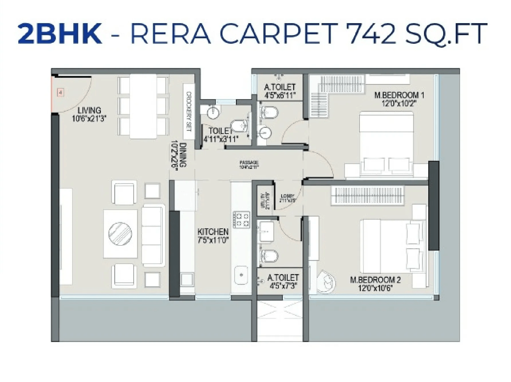 Unit plan - 742 sq.ft.